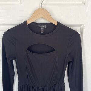 AQUA Black midi dress